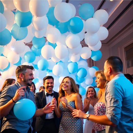 50x Luftballons Mix Ø 35 cm Ballons Balloons Luftballon Ballon 1. Geburtstag babyblau, himmelblau blau, weiß weiss Latexballons - Kein Plastik -100% Bio & recyclebar - (babyblau-hellblau-weiß-mix)