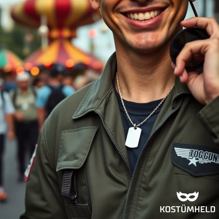 Hundemarke US Army Dog Tag - Erkennungsmarke silber, Kette als Soldaten Accessoire für Fasching & Karneval