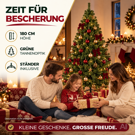 Künstlicher Weihnachtsbaum Tannenbaum grün künstlich 180 cm täuschend naturgetreuer Tannenbaum (PREMIUM)