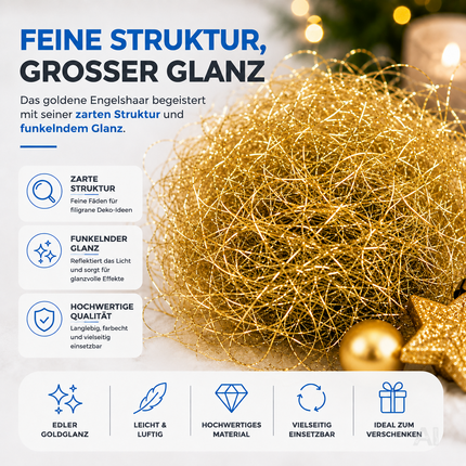 Goldfarbenes Engelshaar – Nahaufnahme der Fasern