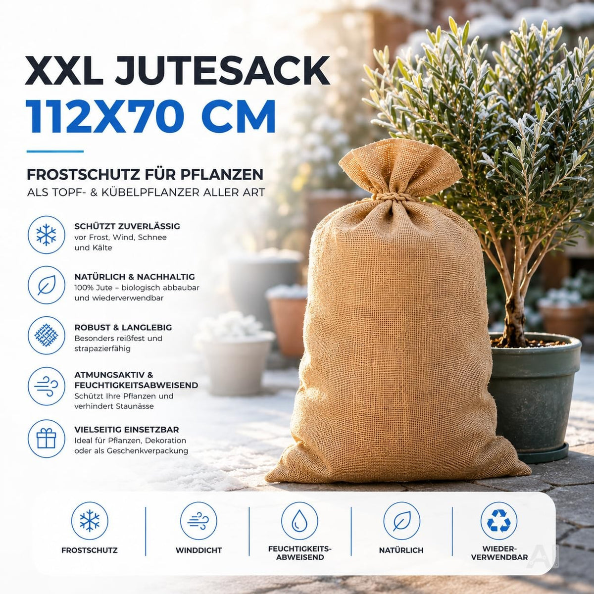 Jutesack XXL 112x70 cm – Frostschutz Pflanzen & Nikolaussack