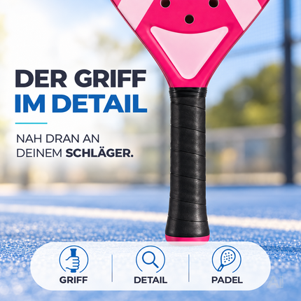 2er Padel Set für Erwachsene – Padelschläger mit Meshtasche, Padel Rackets für Anfänger & Fortgeschrittene, Freizeit & Training (Pink)