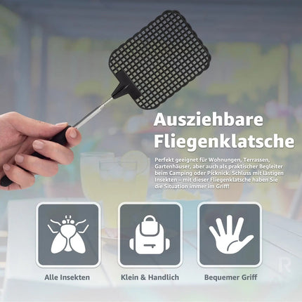 2er Set XXL 73 cm Insektenklatsche Fliegenklatsche Teleskop ausziehbar – Detailansicht 2