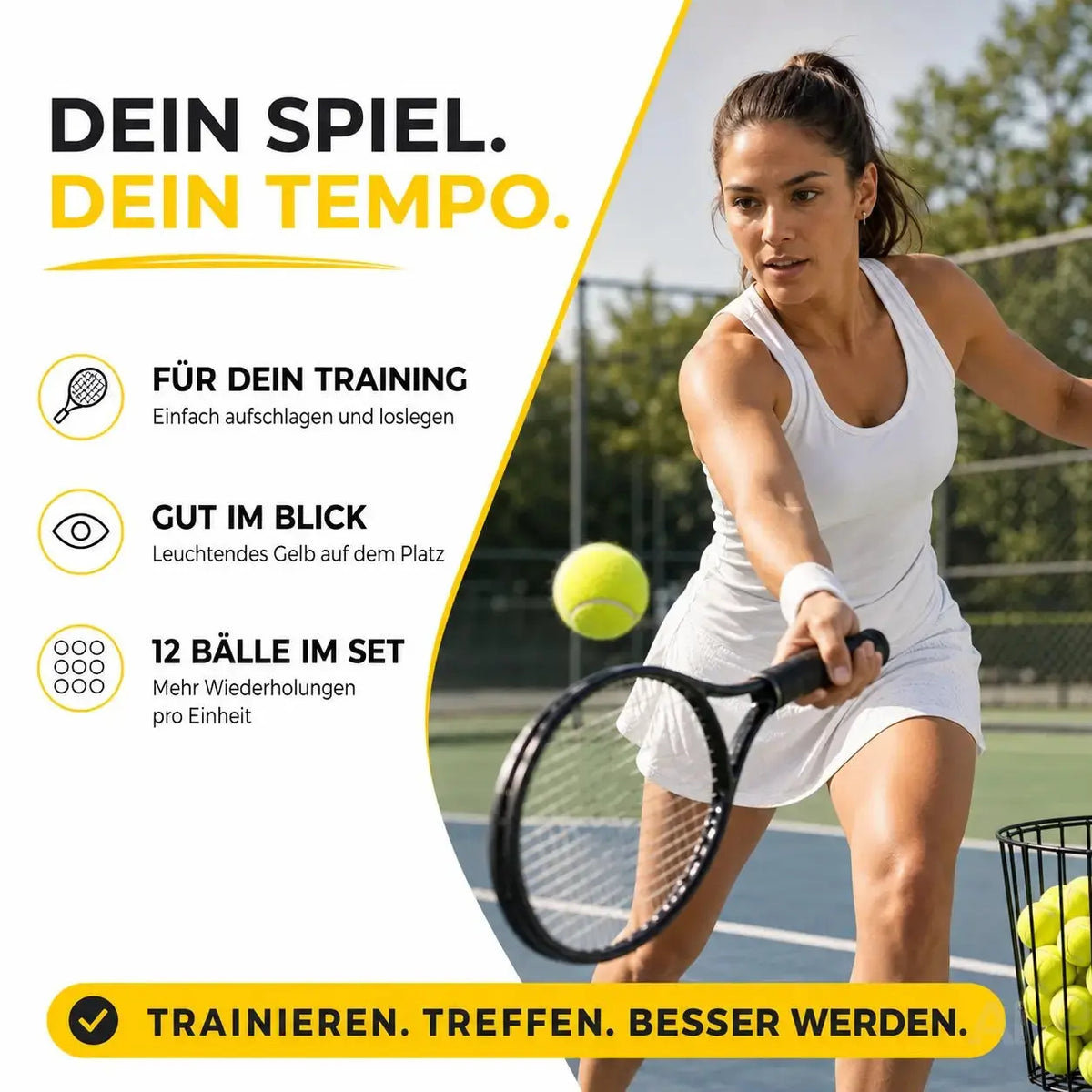 6er Tennisbälle - Wettkampf & Training - Tennisball gelb für Kinder & Hunde & Waschmaschine – Detailansicht 2