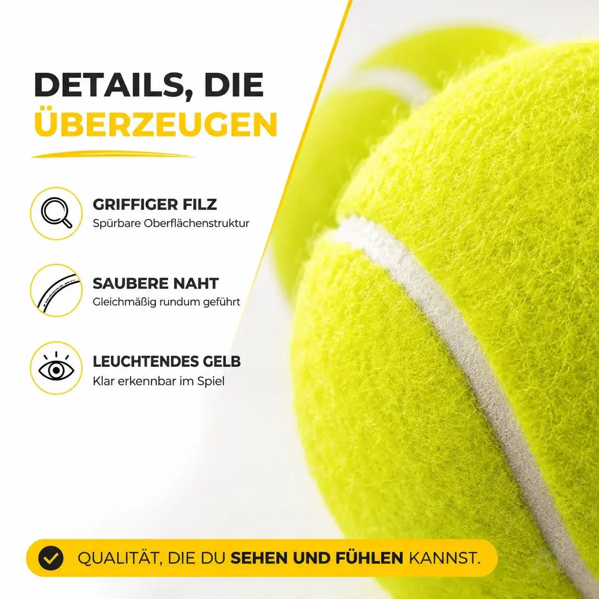 6er Tennisbälle - Wettkampf & Training - Tennisball gelb für Kinder & Hunde & Waschmaschine – Detailansicht 3