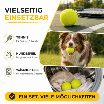 6er Tennisbälle - Wettkampf & Training - Tennisball gelb für Kinder & Hunde & Waschmaschine – Detailansicht 4