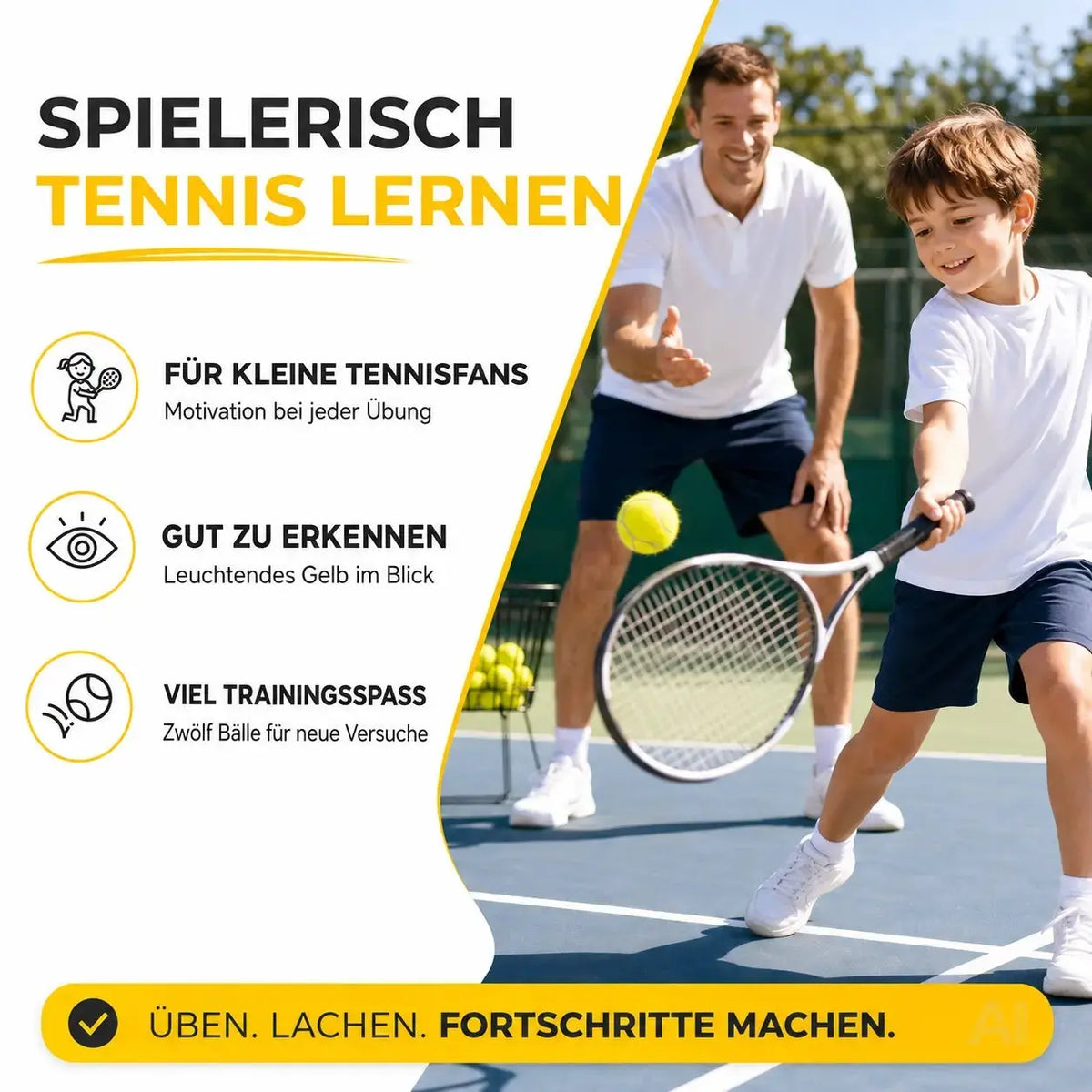 6er Tennisbälle - Wettkampf & Training - Tennisball gelb für Kinder & Hunde & Waschmaschine – Detailansicht 6