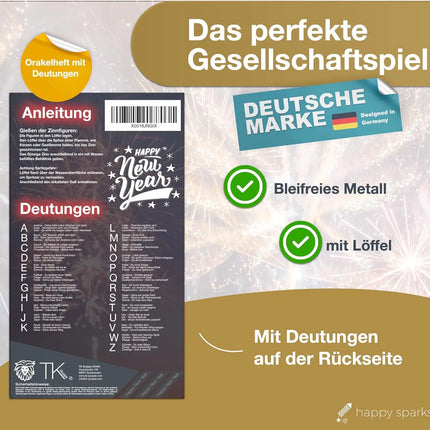 6er Zinngießen Set Zinn Giessen wie Bleigießen Bleigiessen mit & Löffel & Orakelheft - Gesellschaftspiele