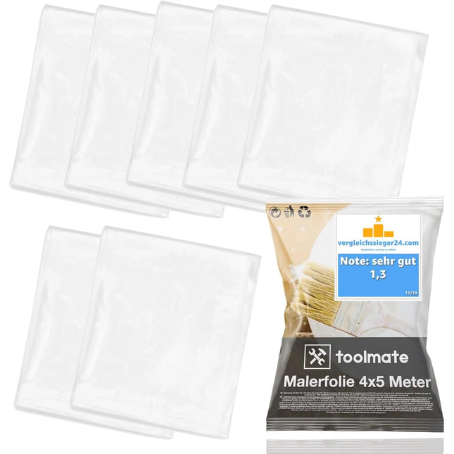 6x Abdeckfolie Maler - extra stark & dick - Malerfolie transparent 4x5 Meter - Malerplane/Abdeckplane - Baufolie optimal für Umzug & Renovierung