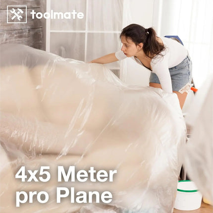 6x Abdeckfolie Maler - extra stark & dick - Malerfolie transparent 4x5 Meter - Malerplane/Abdeckplane - Baufolie optimal für Umzug & Renovierung