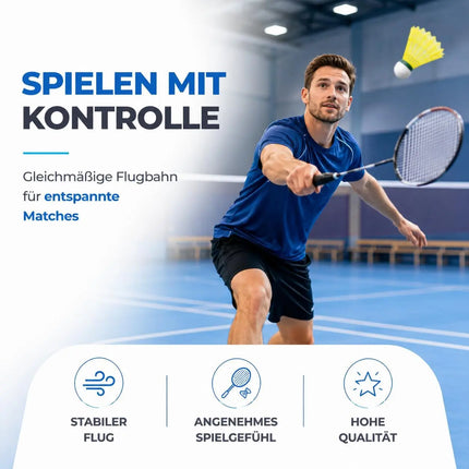 6x Badminton Federbälle - Training und Wettkampf - Badmintonbälle für den Einsatz im Freien und in der Halle