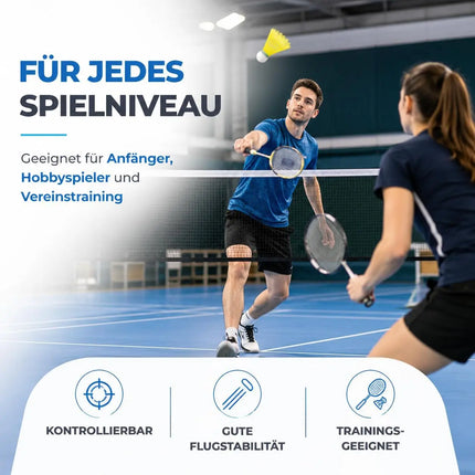 6x Badminton Federbälle - Training und Wettkampf - Badmintonbälle für den Einsatz im Freien und in der Halle