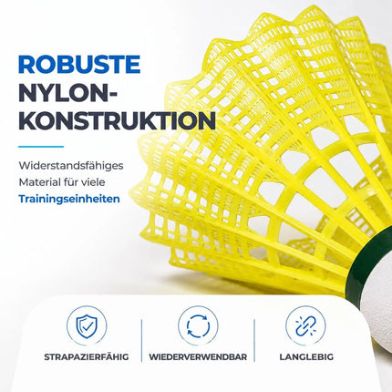 6x Badminton Federbälle - Training und Wettkampf - Badmintonbälle für den Einsatz im Freien und in der Halle