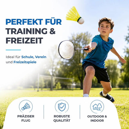 6x Badminton Federbälle - Training und Wettkampf - Badmintonbälle für den Einsatz im Freien und in der Halle