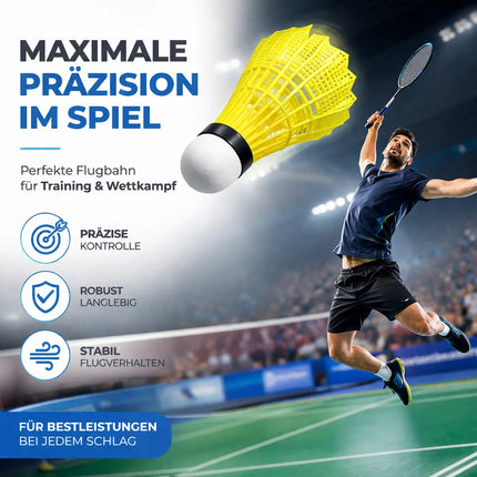 6x Badminton Federbälle - Training und Wettkampf - Badmintonbälle für den Einsatz im Freien und in der Halle