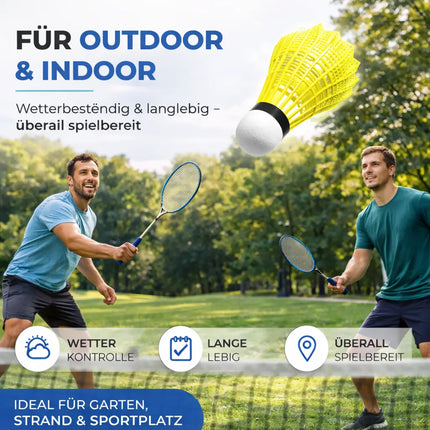 6x Badminton Federbälle - Training und Wettkampf - Badmintonbälle für den Einsatz im Freien und in der Halle