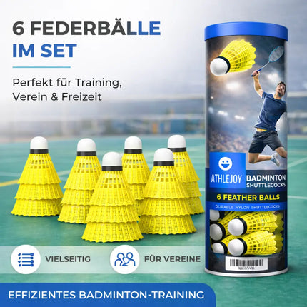 6x Badminton Federbälle - Training und Wettkampf - Badmintonbälle für den Einsatz im Freien und in der Halle