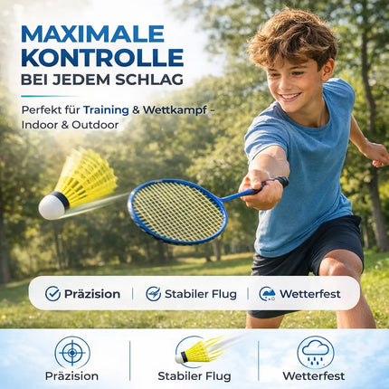 6x Badminton Federbälle - Training und Wettkampf - Badmintonbälle für den Einsatz im Freien und in der Halle