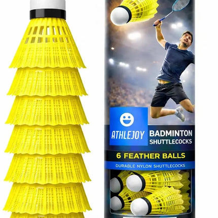 6x Badminton Federbälle - Training und Wettkampf - Badmintonbälle für den Einsatz im Freien und in der Halle