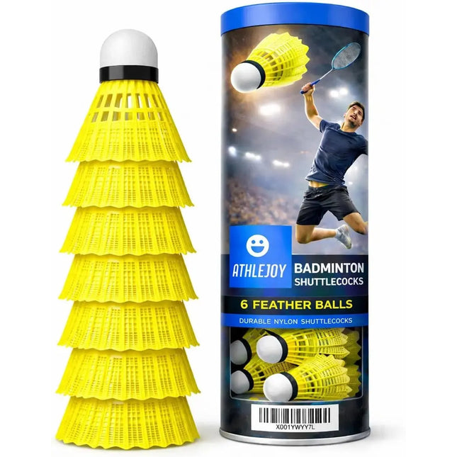 6x Badminton Federbälle - Training und Wettkampf - Badmintonbälle für den Einsatz im Freien und in der Halle