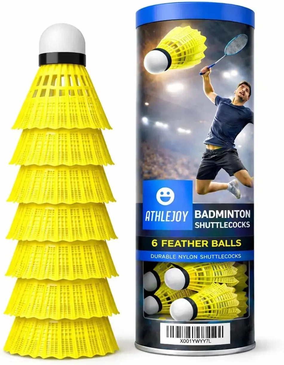 6x Badminton Federbälle - Training und Wettkampf - Badmintonbälle für den Einsatz im Freien und in der Halle