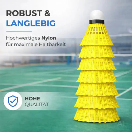 6x Badminton Federbälle - Training und Wettkampf - Badmintonbälle für den Einsatz im Freien und in der Halle