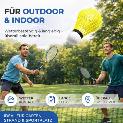 6x Badminton Federbälle - Training und Wettkampf - Badmintonbälle für den Einsatz im Freien und in der Halle