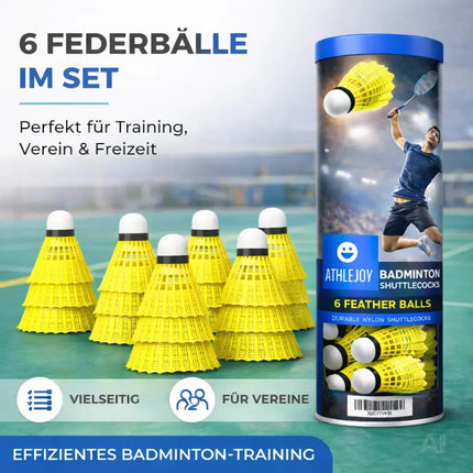 6x Badminton Federbälle - Training und Wettkampf - Badmintonbälle für den Einsatz im Freien und in der Halle