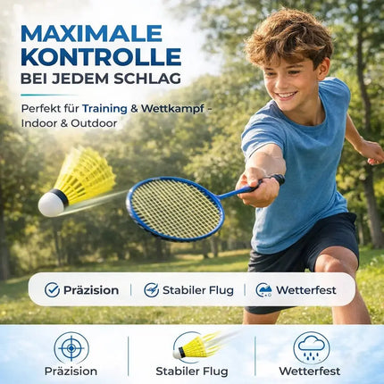 6x Badminton Federbälle - Training und Wettkampf - Badmintonbälle für den Einsatz im Freien und in der Halle