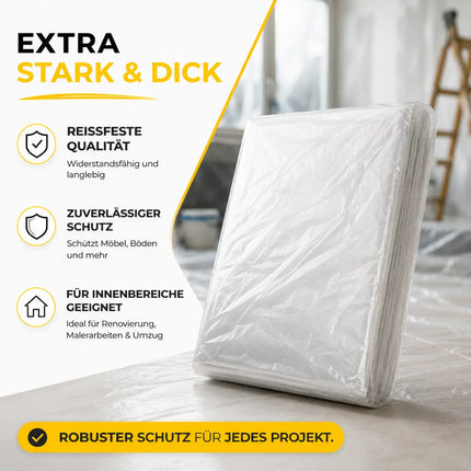 6x Easy Clean - 4 x 5 m - 120 qm - extra stark - Abdeckfolie Maler Abdeckplane Malerfolie