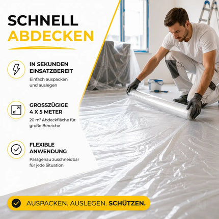 6x Easy Clean - 4 x 5 m - 120 qm - extra stark - Abdeckfolie Maler Abdeckplane Malerfolie