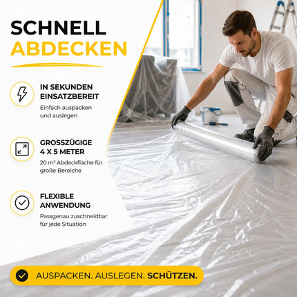 6x Easy Clean - 4 x 5 m - 120 qm - extra stark - Abdeckfolie Maler Abdeckplane Malerfolie