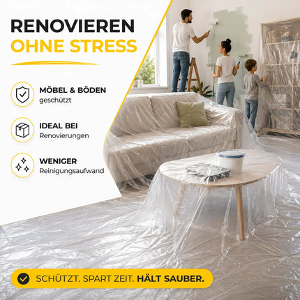 6x Easy Clean - 4 x 5 m - 120 qm - extra stark - Abdeckfolie Maler Abdeckplane Malerfolie