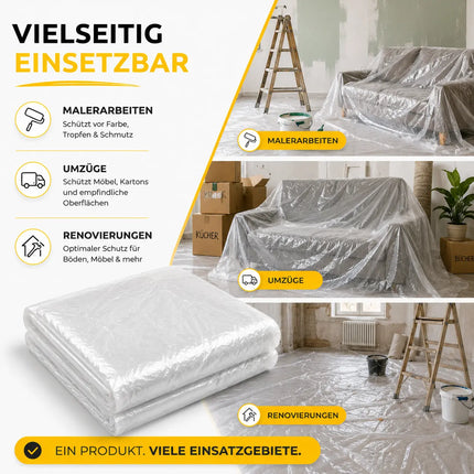 6x Easy Clean - 4 x 5 m - 120 qm - extra stark - Abdeckfolie Maler Abdeckplane Malerfolie