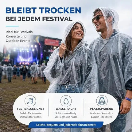 6x Einweg & Einmal Regenjacke mit Kaputze - Regenponcho Regencape Regenumhang
