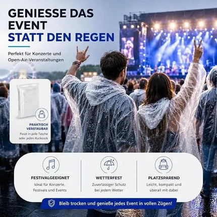 6x Einweg & Einmal Regenjacke mit Kaputze - Regenponcho Regencape Regenumhang