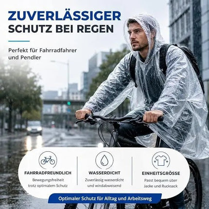 6x Einweg & Einmal Regenjacke mit Kaputze - Regenponcho Regencape Regenumhang