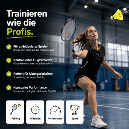 6x Federbälle gelb Badmintonbälle für Training & Wettkampf Badminton