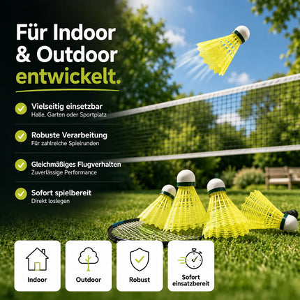 6x Federbälle gelb Badmintonbälle für Training & Wettkampf Badminton