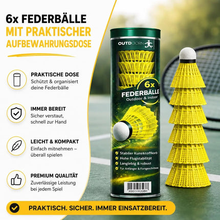 6x Federbälle gelb für Badminton: Für Training und Wettkampf