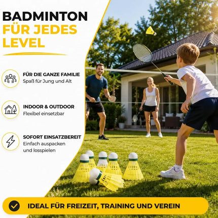6x Federbälle gelb für Badminton: Für Training und Wettkampf