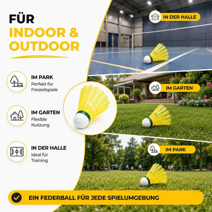 6x Federbälle gelb für Badminton: Für Training und Wettkampf