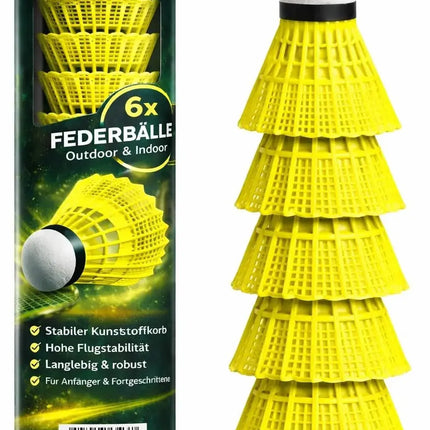 6x Federbälle gelb für Badminton: Für Training und Wettkampf