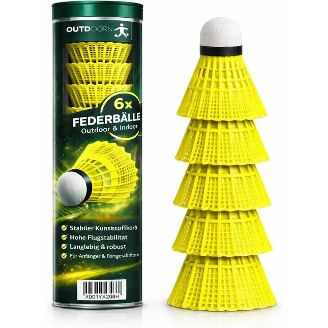 6x Federbälle gelb für Badminton: Für Training und Wettkampf
