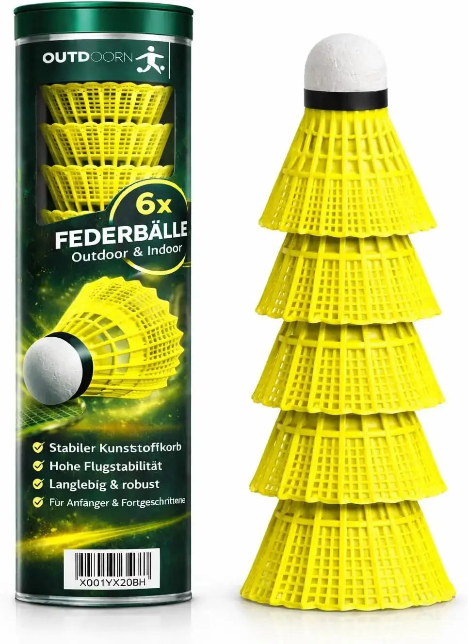 6x Federbälle gelb für Badminton: Für Training und Wettkampf