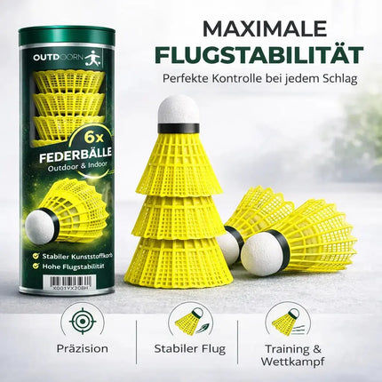 6x Federbälle gelb für Badminton: Für Training und Wettkampf – Detailansicht 3