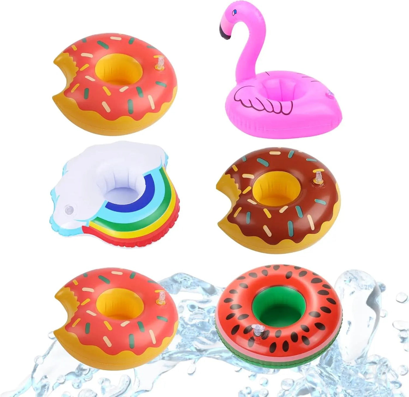 6x Getränkehalter Mix aufblasbar Luftmatratze Schwimmring Schwimmreif für Pool, Wasser