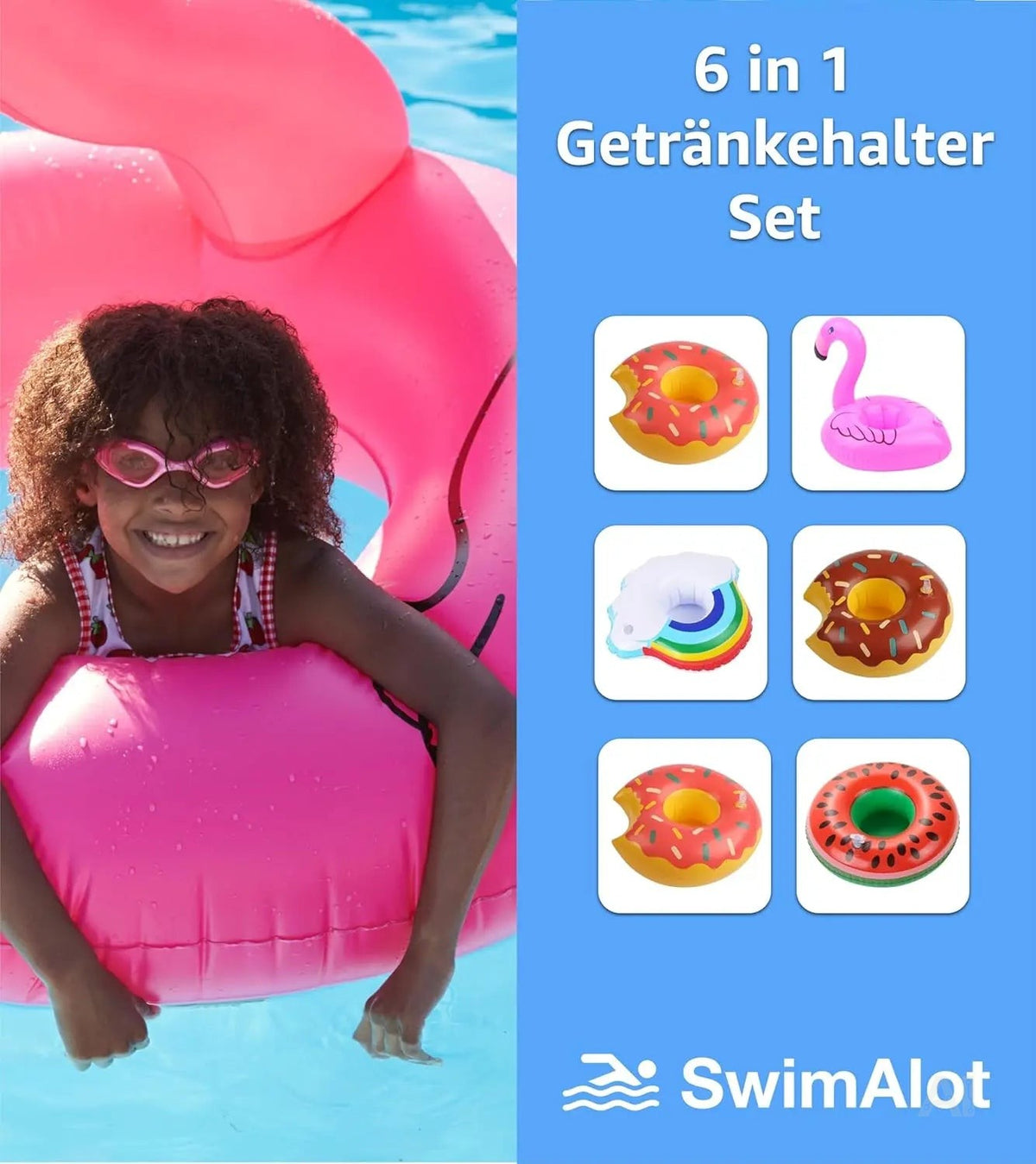 6x Getränkehalter Mix aufblasbar Luftmatratze Schwimmring Schwimmreif für Pool, Wasser – Detailansicht 3