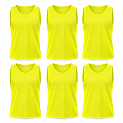 6x Leibchen Training gelb – Trainingsleibchen für Fußballtraining & Teamsport – Fußballtrikot für Erwachsene & Kinder, Basketball & Handball (6x Gelb Erwachsene)