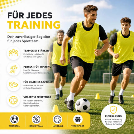 6x Leibchen Training gelb – Trainingsleibchen für Fußballtraining & Teamsport – Fußballtrikot für Erwachsene & Kinder, Basketball & Handball (6x Gelb Erwachsene)